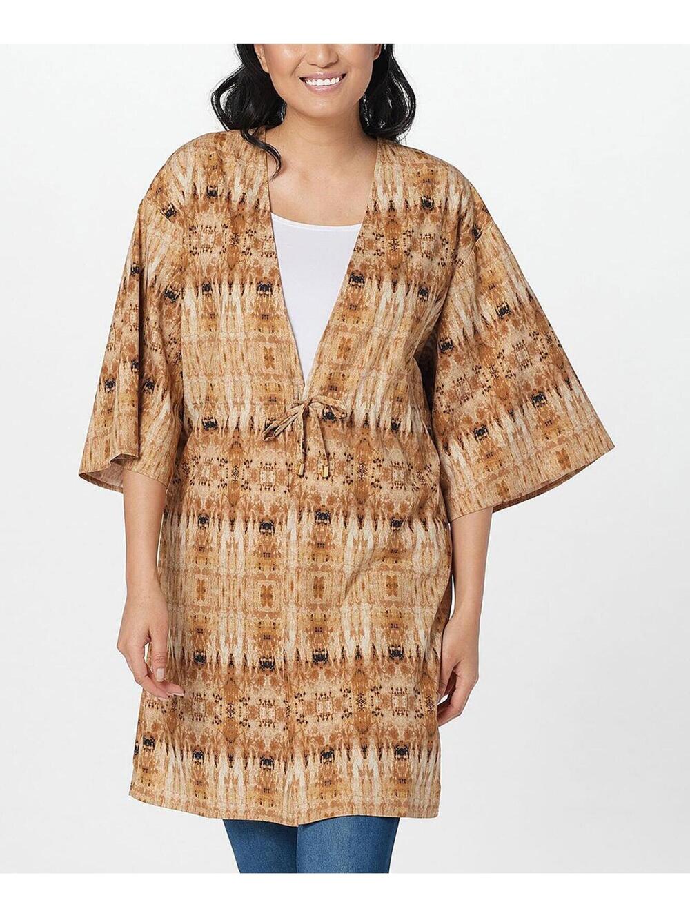 3106 AmberNoon II by Dr. Erum Ilyas 3/4 Sleeve UFP cover up cardigan SAND sz S